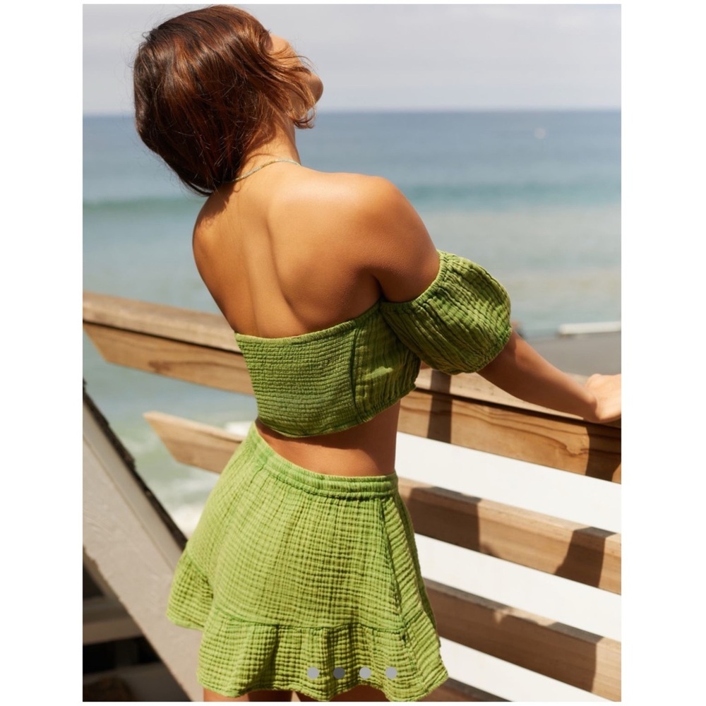 New by Anthropologie Skort Set Green Summer NWT ANTHRO 2 Piece Set Gauze - Picture 4 of 6